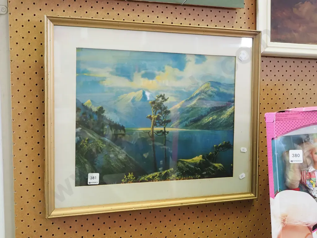 framed print - lake and mountain scene Image 1++