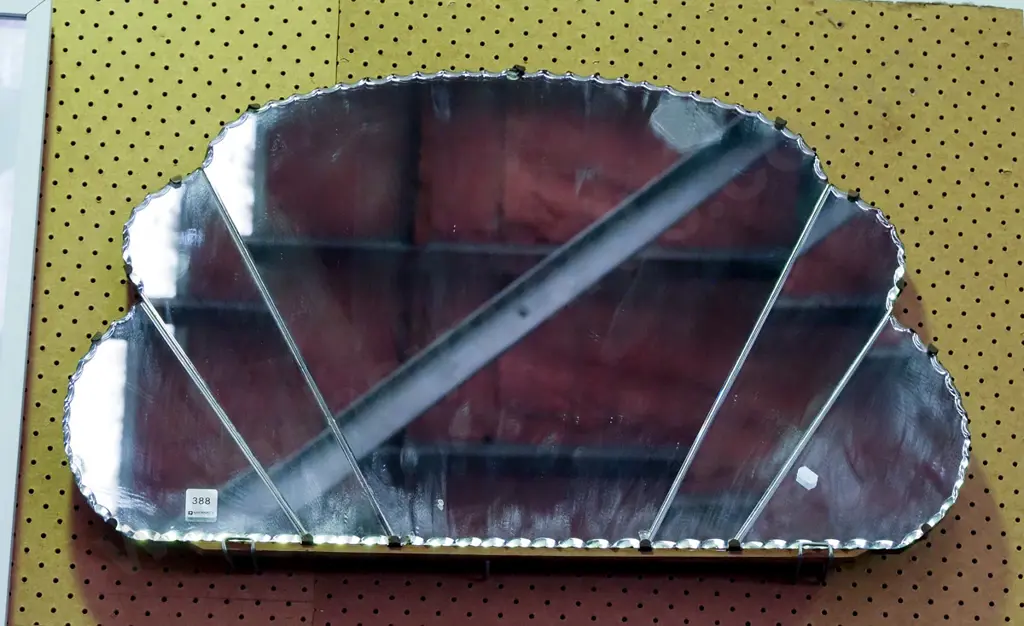 segmented scalloped edge deco wall mirror Image 1++