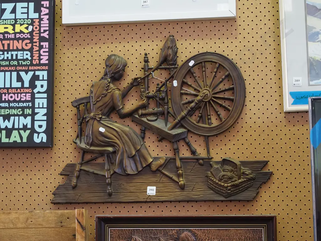 framed 3D composite artwork - woman and spinning wheel Image 1++