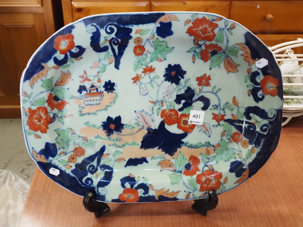 Victorian ironstone Asian inspired ashet - some hairline cracks Image 1++