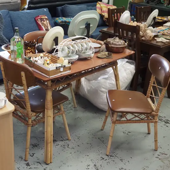 retro formica top table with 3 chairs H770 W1200 D785