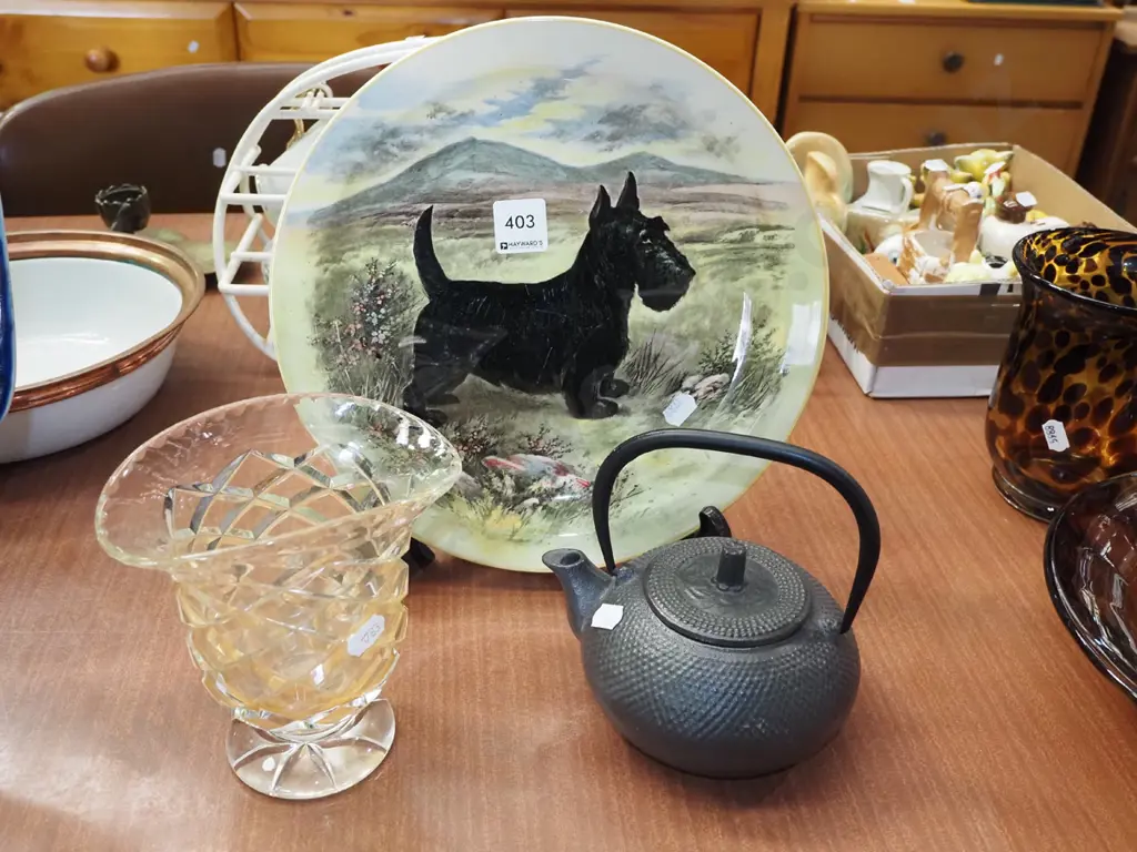 Royal Doulton scottie dog plate, crystal vase etc Image 1++