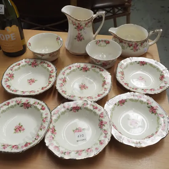 Alfred Meakin pink rose creamers, sugar bowls etc