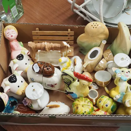 box of novelty salt and pepper shakers