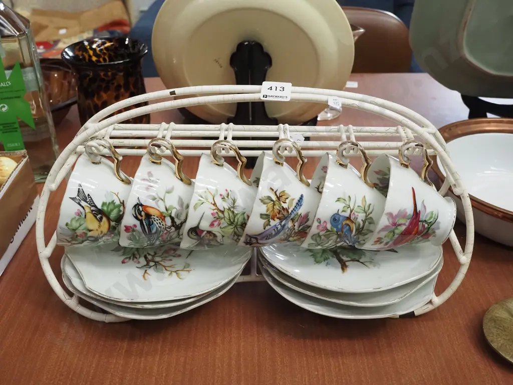 assorted Chinese bird themed tennis sets with storage stand Image 1++