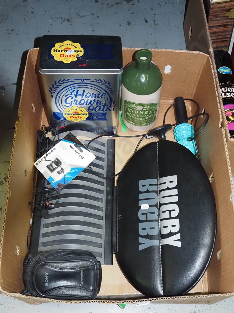 box; CD rack, tins, memory card, 2007 rugby world cup book Image 1++