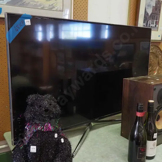 Samsung 48" TV on stand - remote and accessories in box