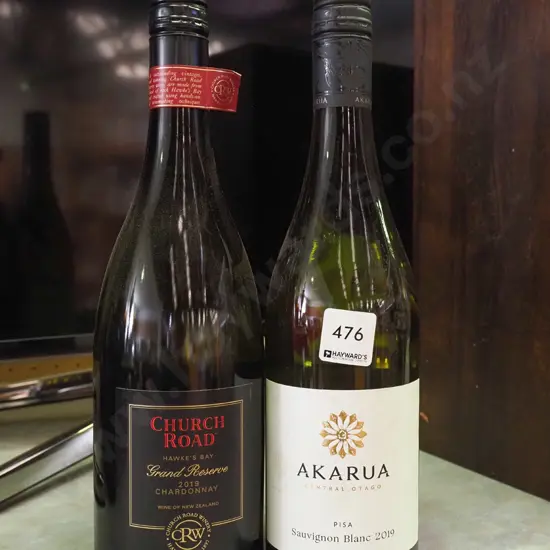 2x bottles of wine - Church Road 2019 chardonnay, Akaura sauvignon blanc 2019