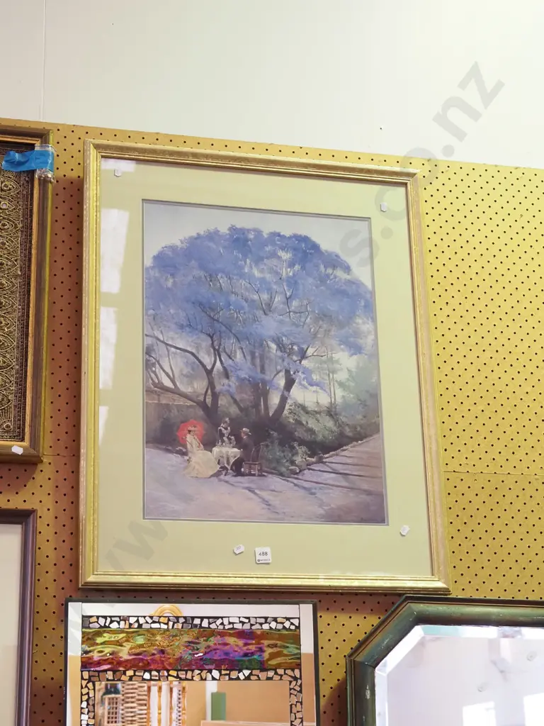 framed print - dinner under blue flowering tee Image 1++