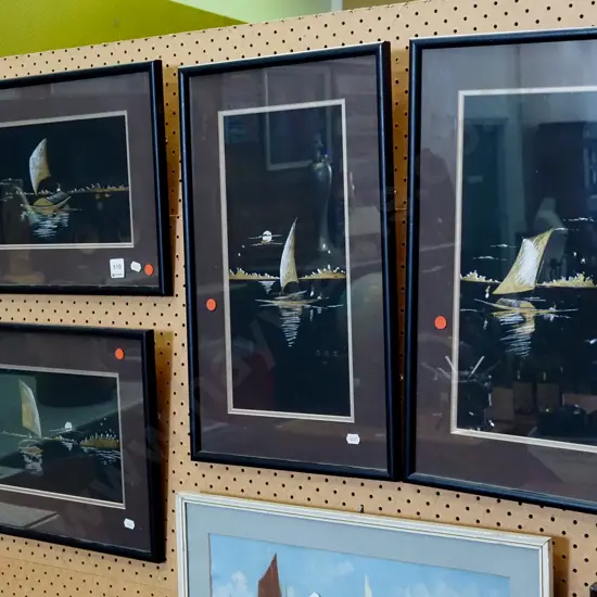 4x acrylics - fishing boats