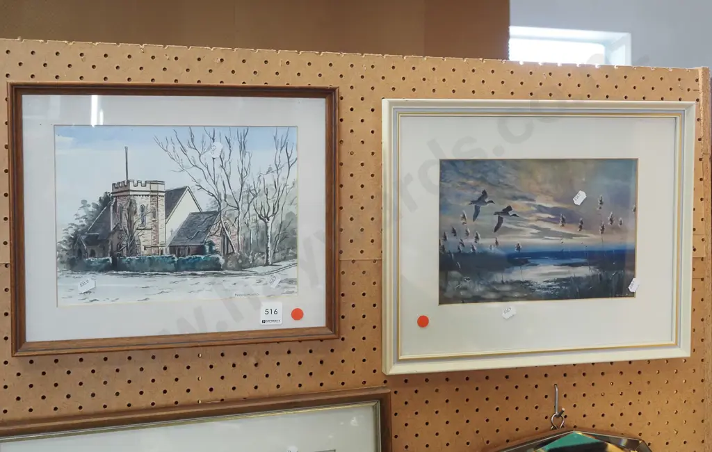 2x Phylis Munro watercolours - red dots Image 1++