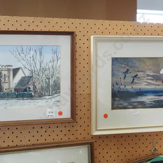 2x Phylis Munro watercolours - red dots