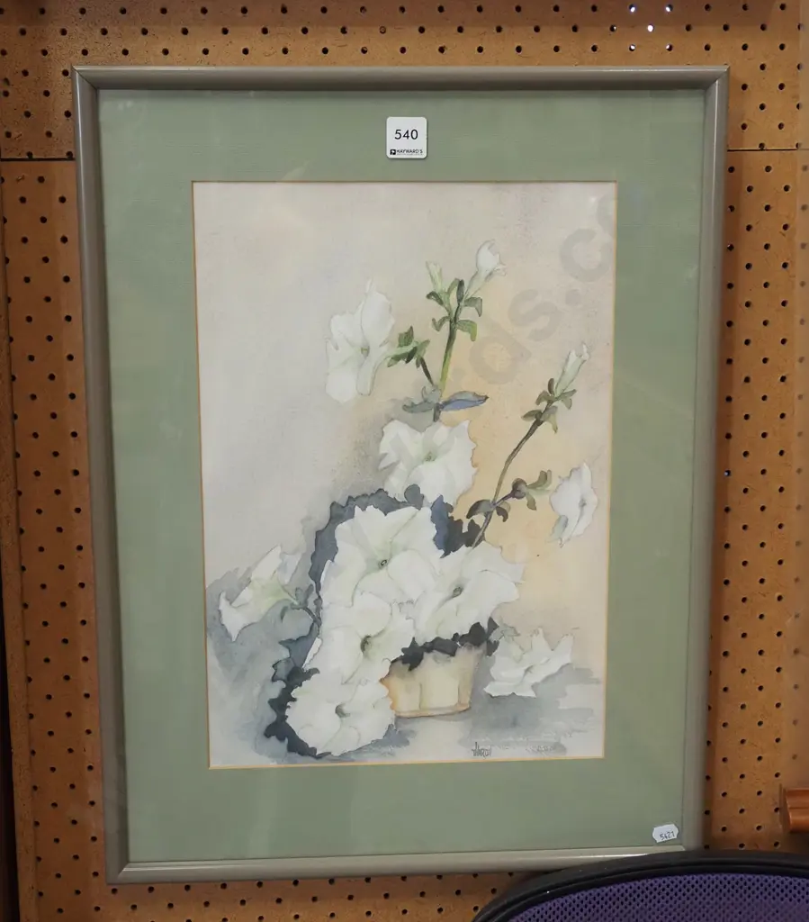 framed watercolour - white flowers Image 1++