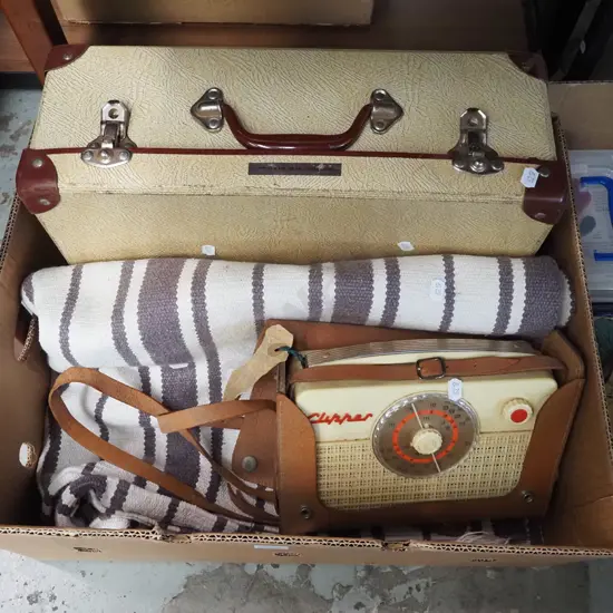 retro plastic radio - As Is No Returns, woven floor mat, small suitcase