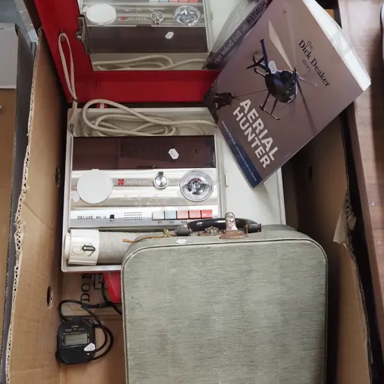 box; retro hairdresser, deer hunting book etc