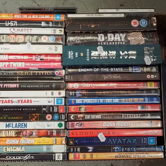 box of DVDs