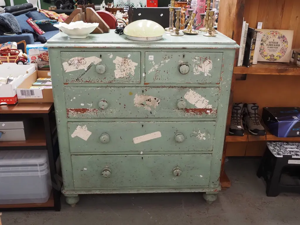 restorer's colonial kauri 5 drawer chest H1120 W1050 D510 Image 1++