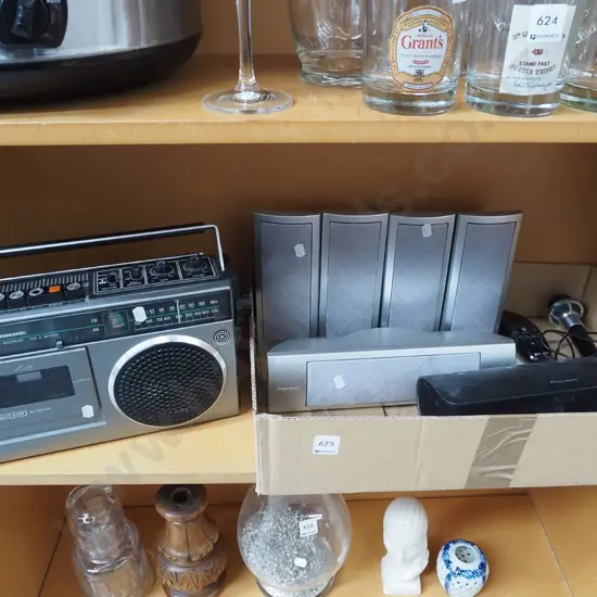 National Panasonic radio cassette player, Pioneer speakers, microphone, controller  - all As Is No Returns