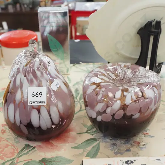 mottled glass pear and apple H160