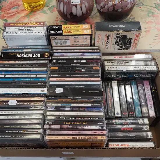 box; tape cassettes, CDs