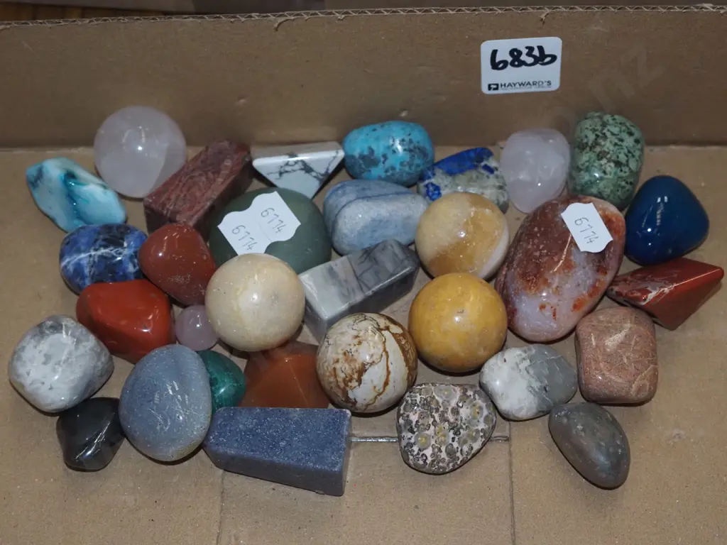 box of various polished stones Image 1++