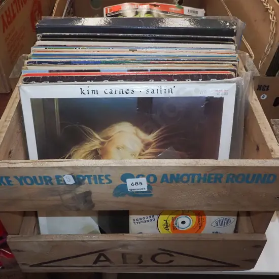 crate of LPs, 45s