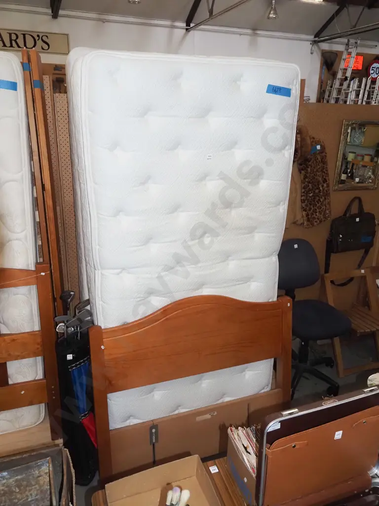 king single deep buttoned bed base and mattress - slight discolouration to mattress Image 1++