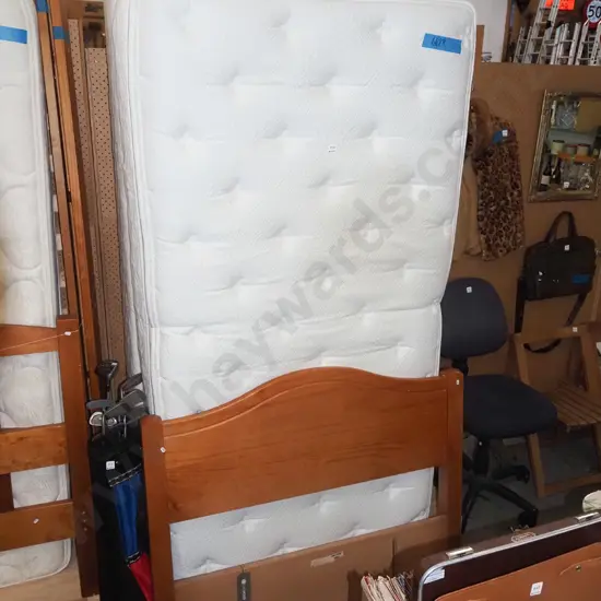 king single deep buttoned bed base and mattress - slight discolouration to mattress