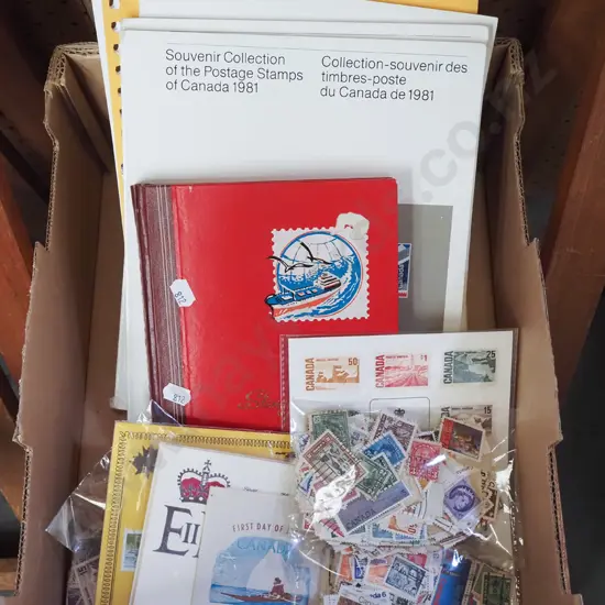 box of stamps etc