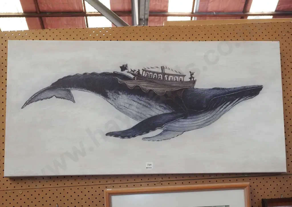 print on canvas - whale and boat Image 1++