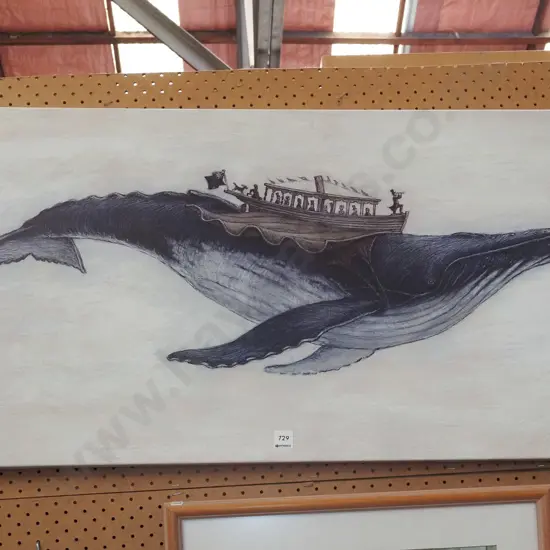 print on canvas - whale and boat