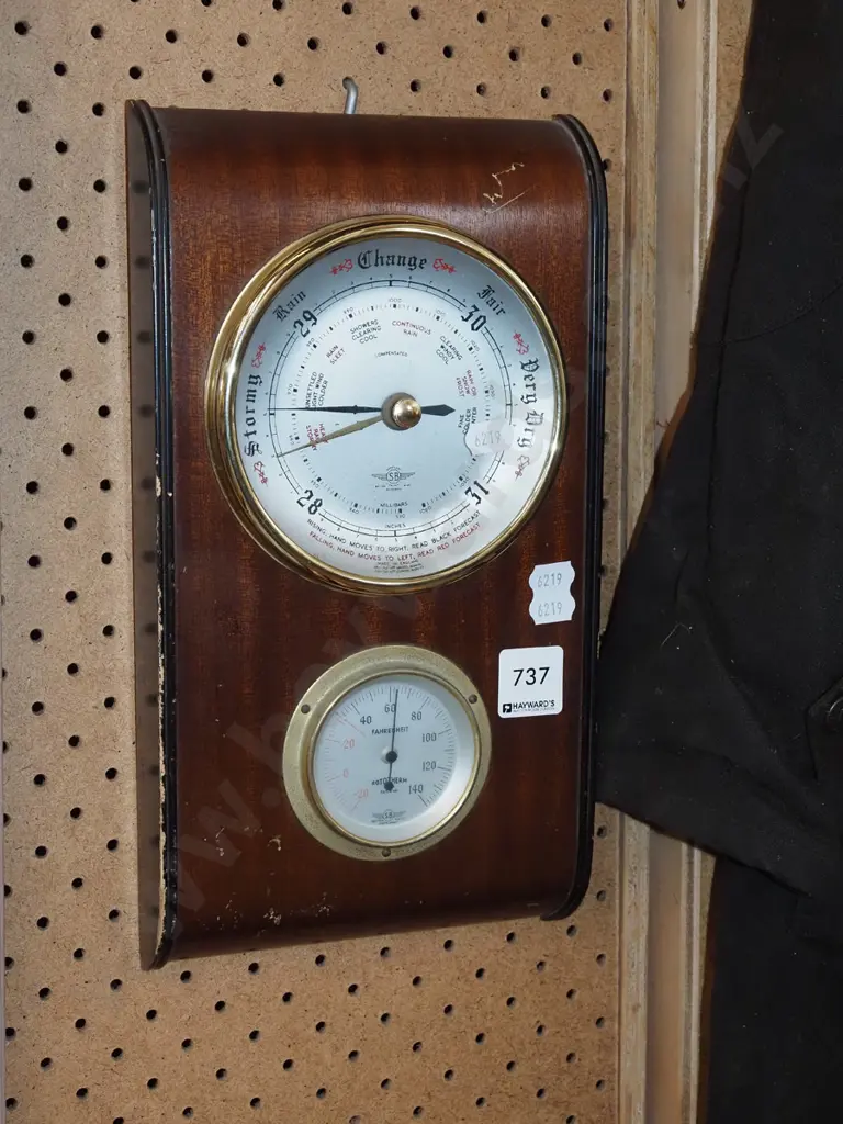 wall cased barometer thermometer Image 1++