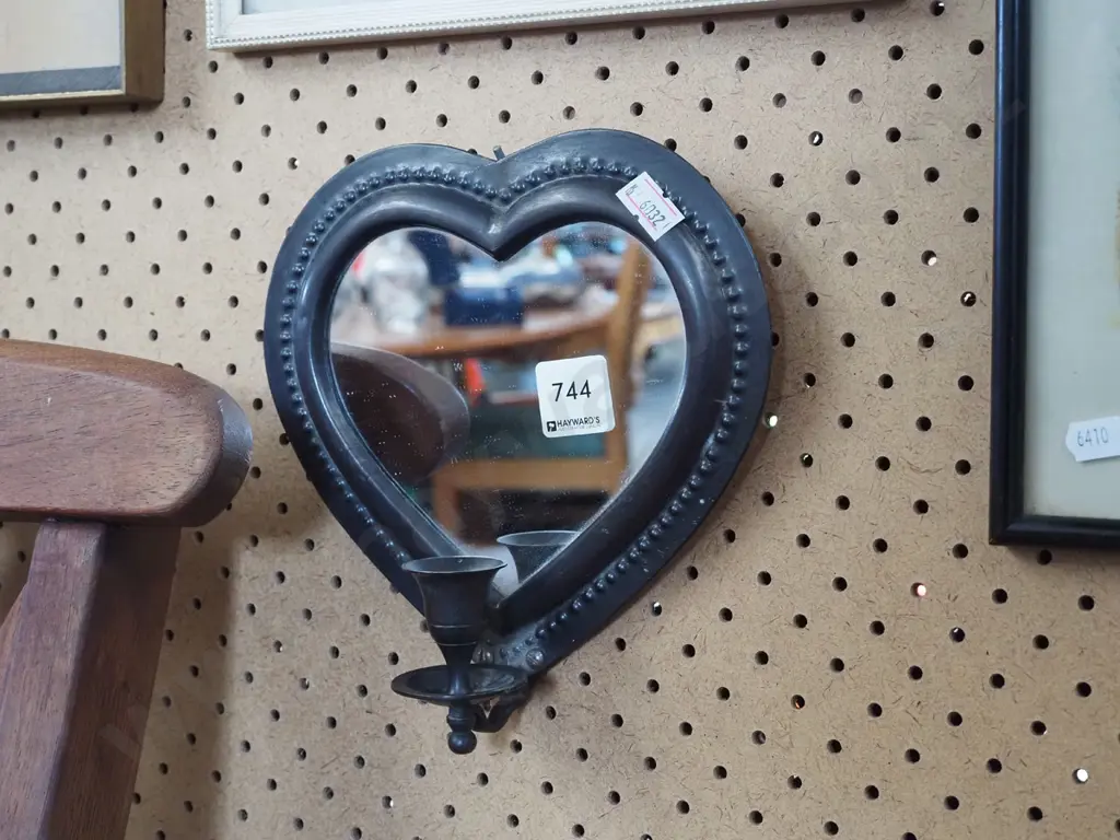 metal framed mirrored wall mount candle sconce Image 1++