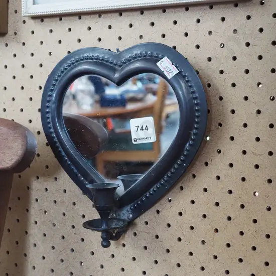 metal framed mirrored wall mount candle sconce