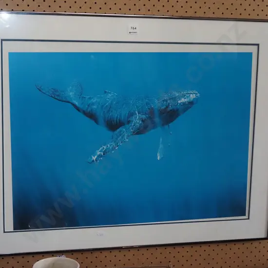 framed whale print - not square in frame