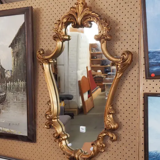 ornate gilt framed mirror H750