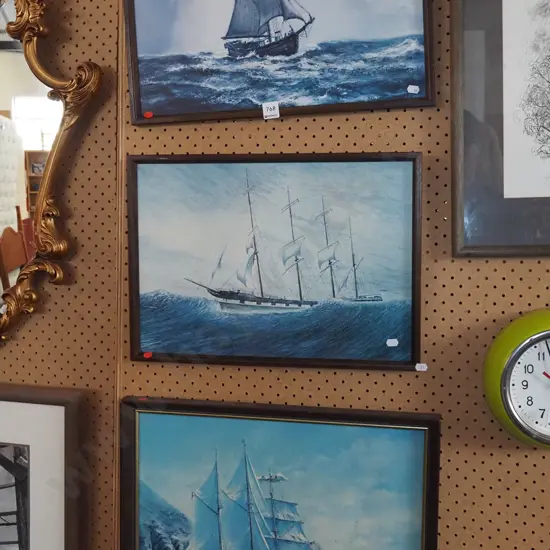 3x maritime prints - red dots