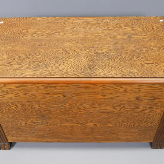 deco oak blanket box with sliding tray H-540 W-930 D-460