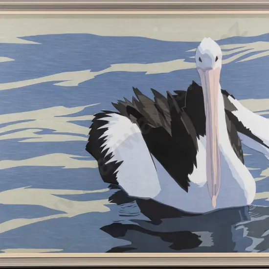 framed Alison Green print on fabric - albatross H-720 W-1150