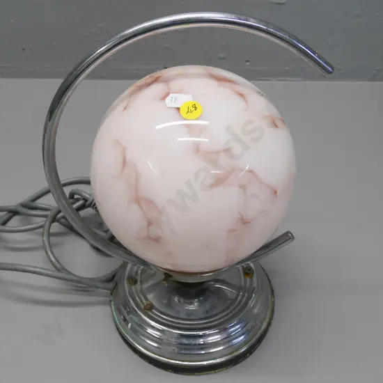 deco ball lamp on chrome stand, H-300, W-220