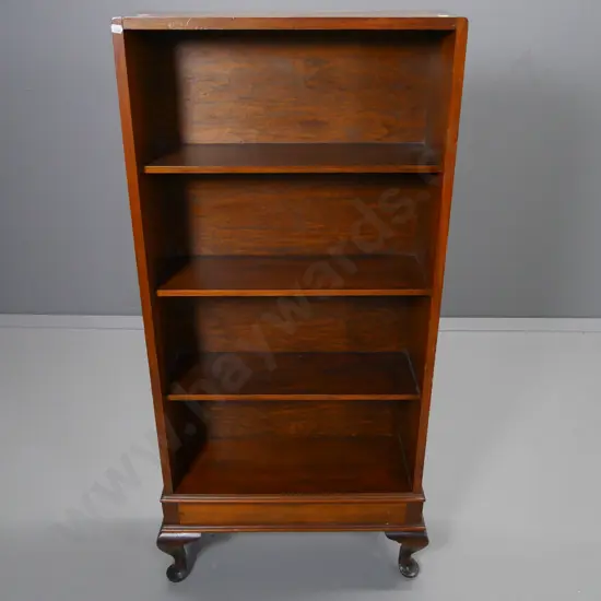 mahogany cab-leg 4-shelf bookcase - scratches to finish H-1180 W-540 D-220