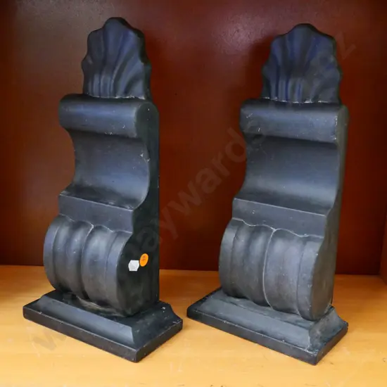 pair of black stone (marble?) corbels H-340 W-165