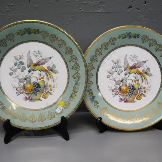 pair of Aynsley fruit pattern cabinet plates D-270