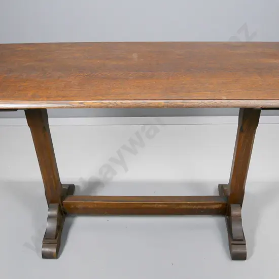 deco oak hall table with stretcher baseH-780 W-1200 D-500