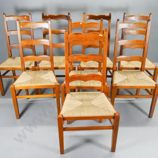8 ladderback chairs - seagrass upholstered dining chairs H-1130 W-540 D-400