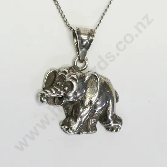 silver elephant pendant chain stamped 925