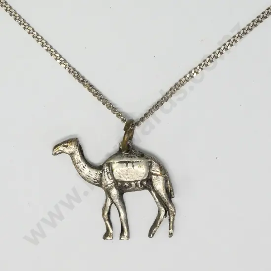 silver camel pendant on silver chain stamped 925