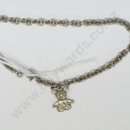 silver bracelet with a teddy bear - stamped sterling