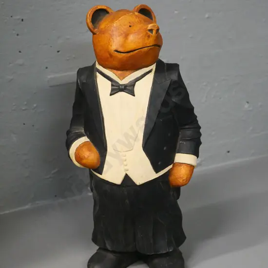 Bruin Ceramics NZ slip-cast bear figure - "Benjamin" - stamped Bryan Jones 1990. H-290