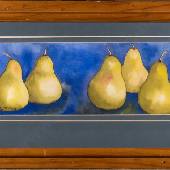 Hilda Thomson - framed watercolour - pears H-120 W-340